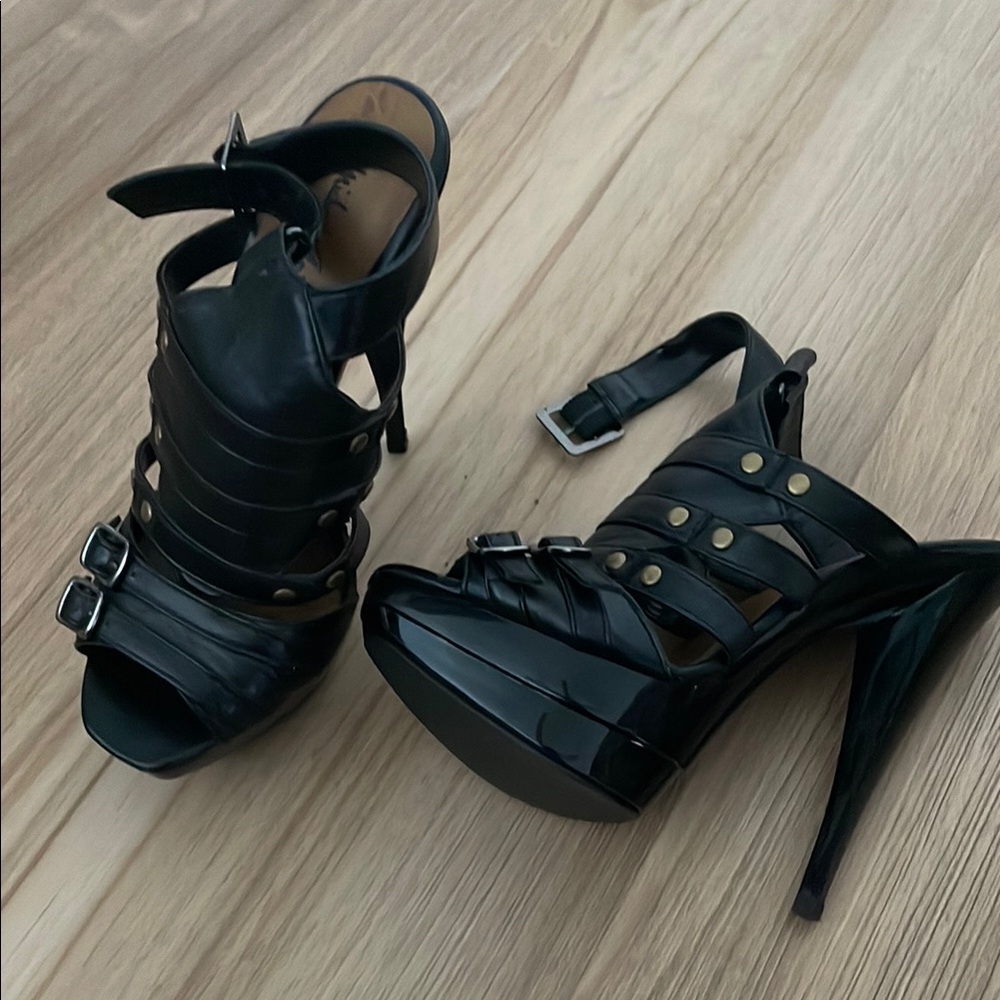 Women's Black Strappy Heels